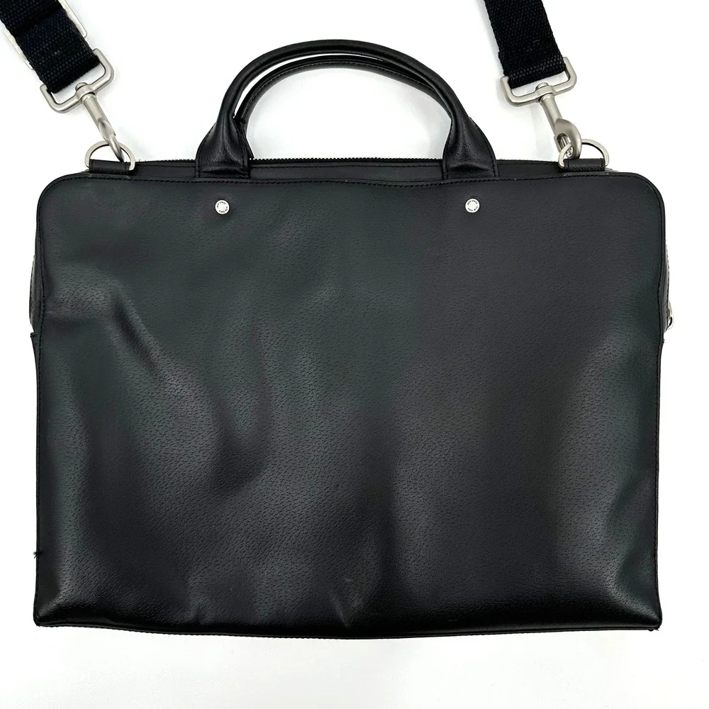 Jack Spade Black Leather Slim Briefcase Messenger Bag Laptop Bag Mens